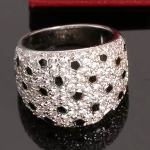 PANTHÈRE RING PAVED 925 Silver Plated 18K White Gold size 8